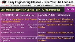 ITP - C Programming Lecture 1 - Algorithm, Flowchart with Examples - Hindi tutorial