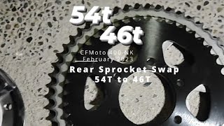 CFMoto 400 NK Sprocket Swap 54T to 46T | More speed Lower RPM