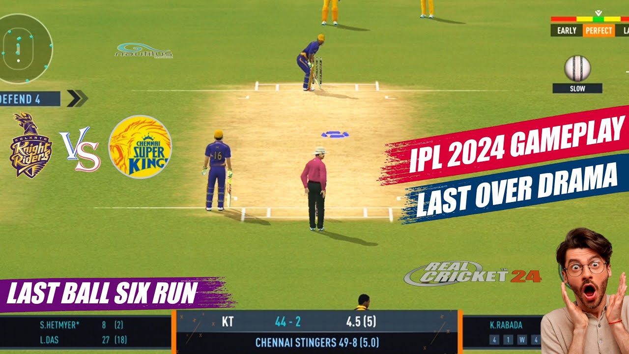 IPL 2024 Gameplay | CSK VS KKR | Last Over Drama | Real Cricket 24 ...