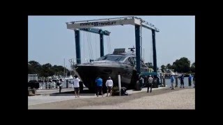 Hampton Watercraft and Marine - 75BFMII Marine Travel Lift hauling a 73' Pershing