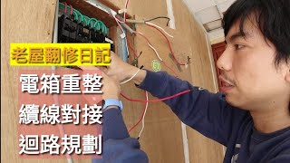 「老屋翻修日記」二樓電箱重整，電纜線重接。