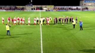 The teams coming out at the Globe Arena