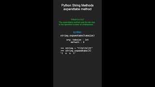 expandtabs Method - String Methods Python