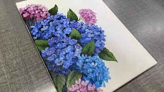 Easy Colourful Hydrangea Painting || STEP-BY-STEP Acrylic Painting for Beginners