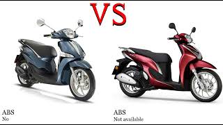 Piaggio Liberty 125 vs Honda SH 125 Test specification comparison