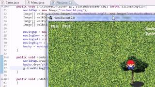 Java Game Development with Slick - 18 - Drawing Bucky and the World on the Screen