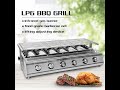 ITOP 6 Burner BBQ Grill LPG Gas Grill Smokeless Glass Shield Stainless Steel