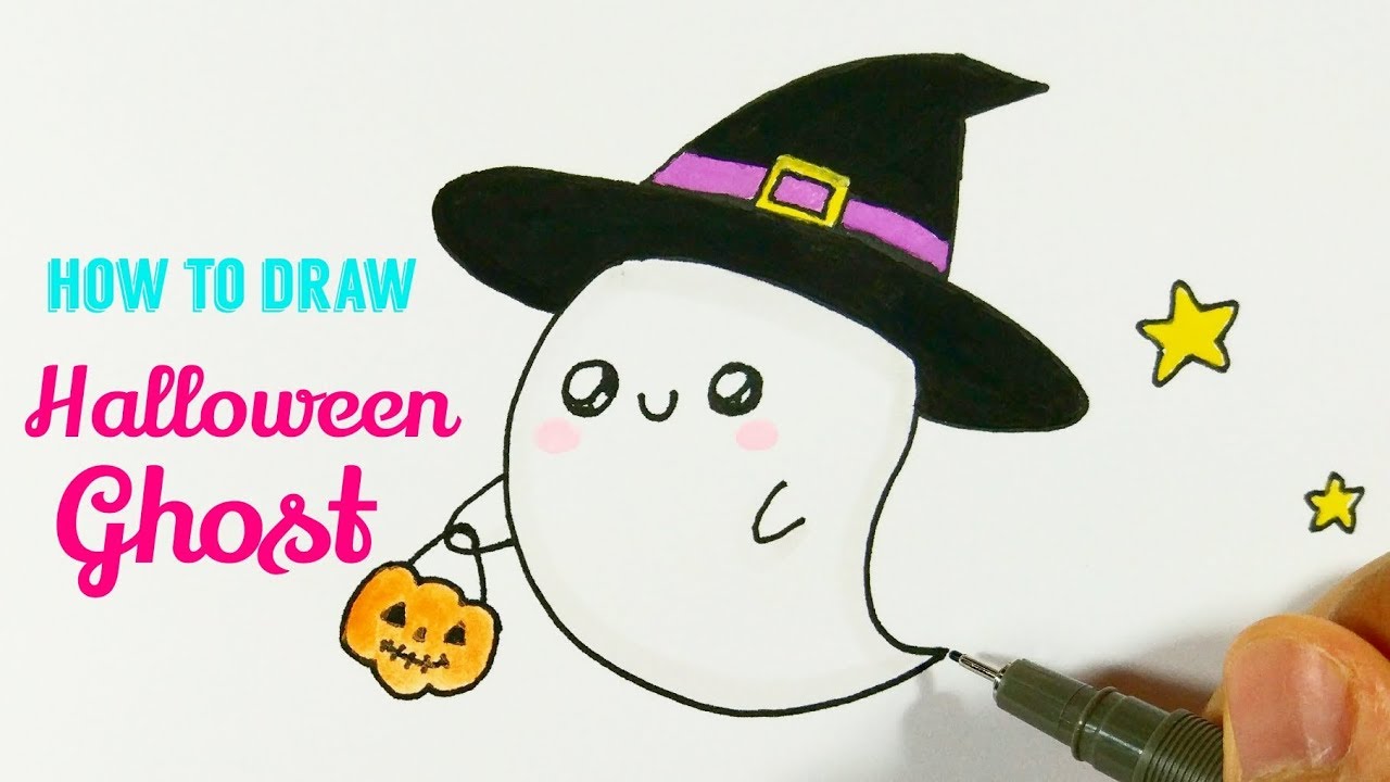 HOW TO DRAW HALLOWEEN GHOST | Cute Halloween Ghost Easy Drawing For ...