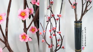 #DIY Felt Cherry Blossoms (Sakura Flowers) for Room Decor - DIY Flower Vase - S Nuraeni