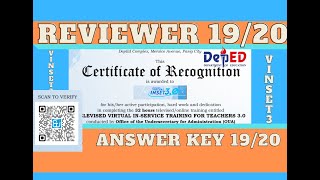 VINSET 3.0 2022 EXIT ASSESSMENT REVIEWER 19/20 #vinsetreviewer #AnswerKey