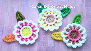 CROCHET TUTORIAL 🌸  Flor tejida muy fácil 🌺 Flor tejida a crochet paso a paso