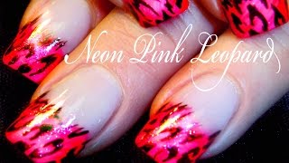 Neon Pink Leopard Nails | Easy Messy French Mani Nail Art Design