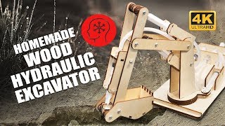 Watch This Homemade Wood Hydraulic Excavator Being Made - 4K