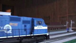 Conrail SD70Mac Pulls Three New Cars on my O Scale Layout