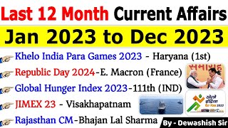 Last 12 Months Current Affairs 2023 | January 2023 To December 2023 | Yearly Current Affairs 2023