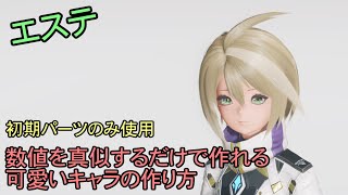 【PSO2NGS】初期パーツのみ使用　数値を真似するだけで作れる可愛いキャラの作り方【エステ】【キャラクリ】