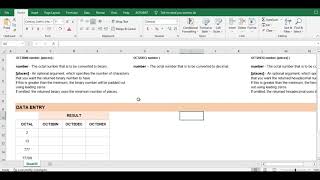 OCT2BIN - OCT2DEC - OCT2HEX ENGINEERING FUNCTION IN EXCEL 10.0