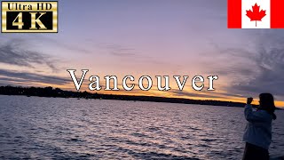 🇨🇦🎄Vancouver Sunset Walk - English Bay Seawall - 【4K 60fps】