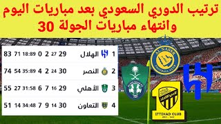 ترتيب الدوري السعودي بعد إنتهاء مباريات الجولة 30