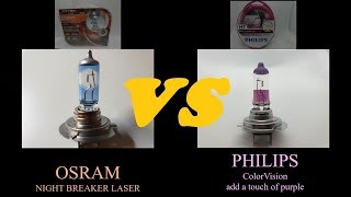 OSRAM NIGHT BREAKER LASER VS PHILIPS ColorVision purple l Vergleich l Test