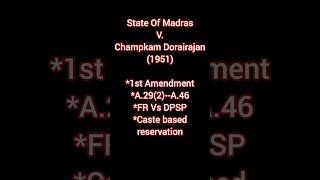 State of Madras V. Champkam Dorairajan (1951)| A.29(2)\u0026 46 #Reservation #1stamendment #caselaw #upsc