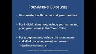 Purdue OWL: Mechanical Engineering 263 Memo Writing Guidelines
