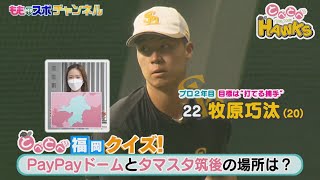 【公式】2年目牧原巧汰福岡クイズに挑戦！とべとべホークス#72(2022年8月31日OA）｜テレビ西日本