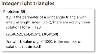 Project Euler: Problem 39 (C/C++)