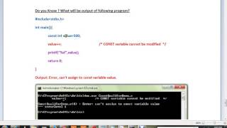 C PROGRAM TUTORIAL CONSTANT QUALIFIER DEMO
