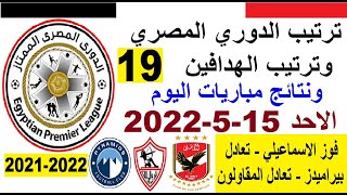 ترتيب جدول الدوري المصري اليوم وترتيب الهدافين في الجولة 19 الاحد 15-5-2022 - فوز الاسماعيلي