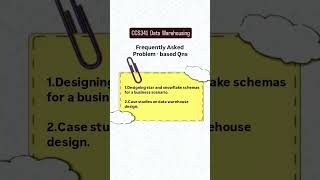 CCS341 Data Warehousing Frequently Asked Problem-based questions