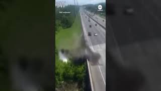 Semi truck crashes off highway into creek - ABC News