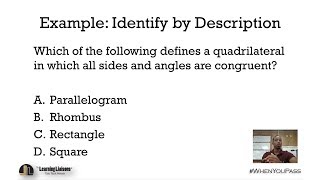 General Knowledge Test - Math Bootcamp - Competency 2 - Skill 1 - Example: Identify by Description