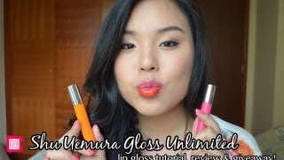 Review \u0026 Giveaway: Shu Uemura Gloss Unlimited Lip Gloss \u0026 Two-Toned Lip Tutorial!