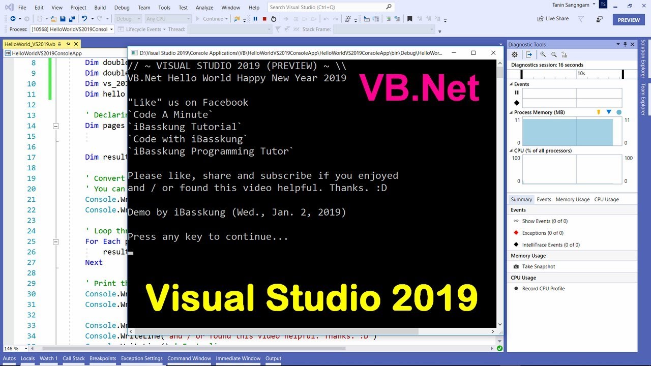 Visual Studio 2019 (VB.NET) : How To Create Your First Program (Super ...