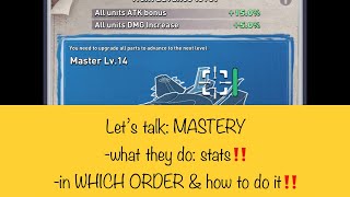 TOPWAR: Mastery: the 2 type of stats ‼️‼️ AND: in which order to do