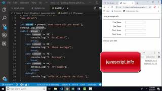 javascript.info The Modern JavaScript Tutorial 2.13 Switch (Review and continuation)