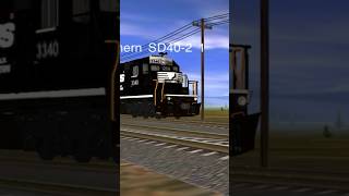 3 SD40-2 locomotives passing by at fast speeds #trainz #unionpacific #norfolksouthern #conrail