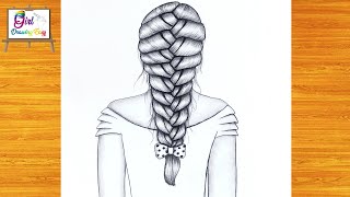 رسم سهل | تعليم رسم ضفيرة شعر بنت بالرصاص بطريقة سهلة | رسم بنات 💖 How to draw a hair braid ?