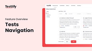 Tests navigation | How to set up and explore assessments