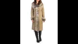 Taupe Toscana Shearling Knee Length Coat