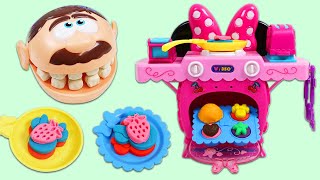 Pretend Cooking Play Doh Breakfast and Dessert for Mr. Play Doh Head with Minnie Mouse Oven Playset!