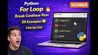 Python For Loop + Break Continue Pass 🔥 Examples Line by Line