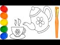 Let's Learn to Draw a Tea Cup and Teapot Easy, KS ART