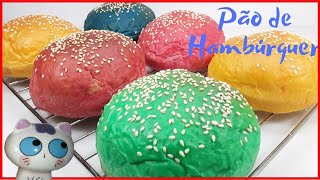 🔥 COMO FAZER PÃO DE HAMBÚRGUER CASEIRO, ARTESANAL, FACIL E COLORIDO  -  BURGER BUNS BRIOCHE