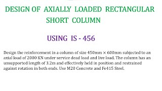 Design of a Axially Loaded Rectangular Short Column