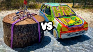 GIANT STUMP Vs. CAR from 45m Tower!