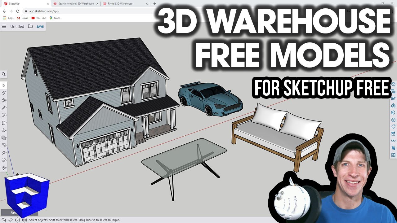 GETTING STARTED With SketchUp Free - Lesson 5 - Free Models From The 3D ...