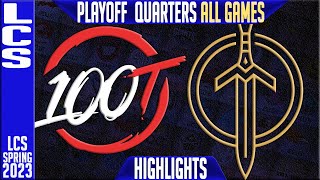 100 vs GG Highlights ALL GAMES LCS Spring 2023 Playoffs Quarterfinal 100 Thieves vs Golden Guardians
