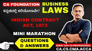 CA Foundation Business Laws I Indian Contract Act, 1872 I Questions I In Kannada I Mini Marathon - 1